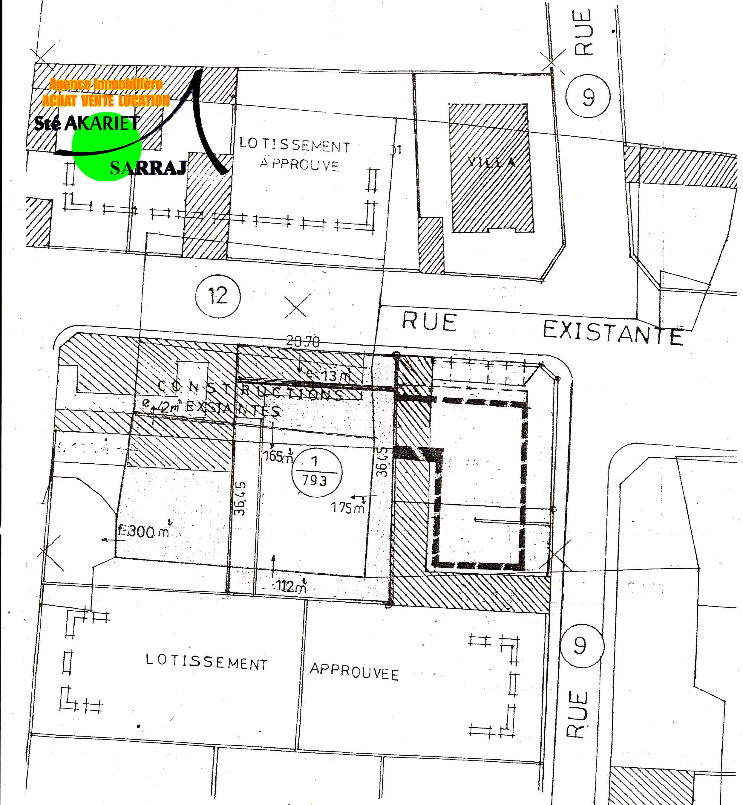 Terrain approuvé 793 pour promoteur rue iskandaria
