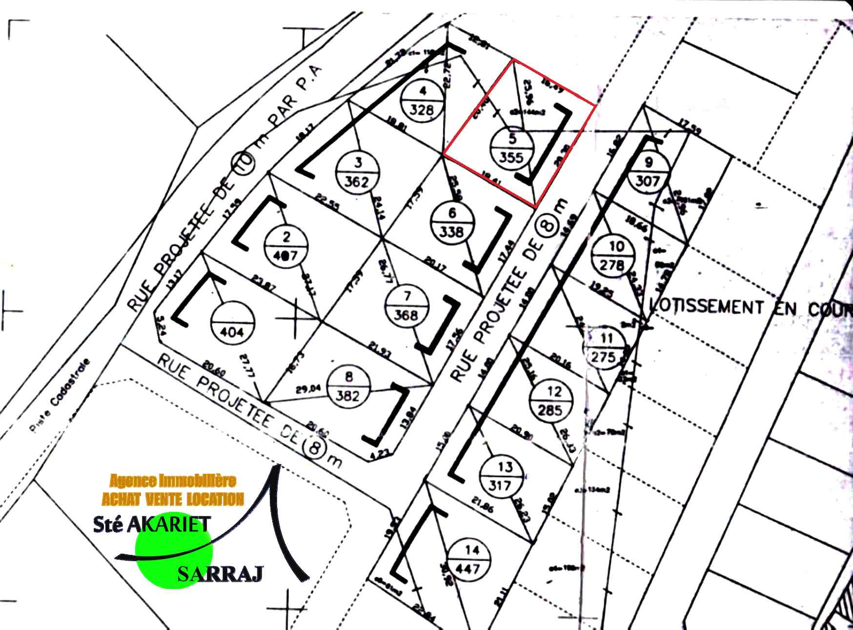 Lot 355m zone des villas à kalaa sghira chragui