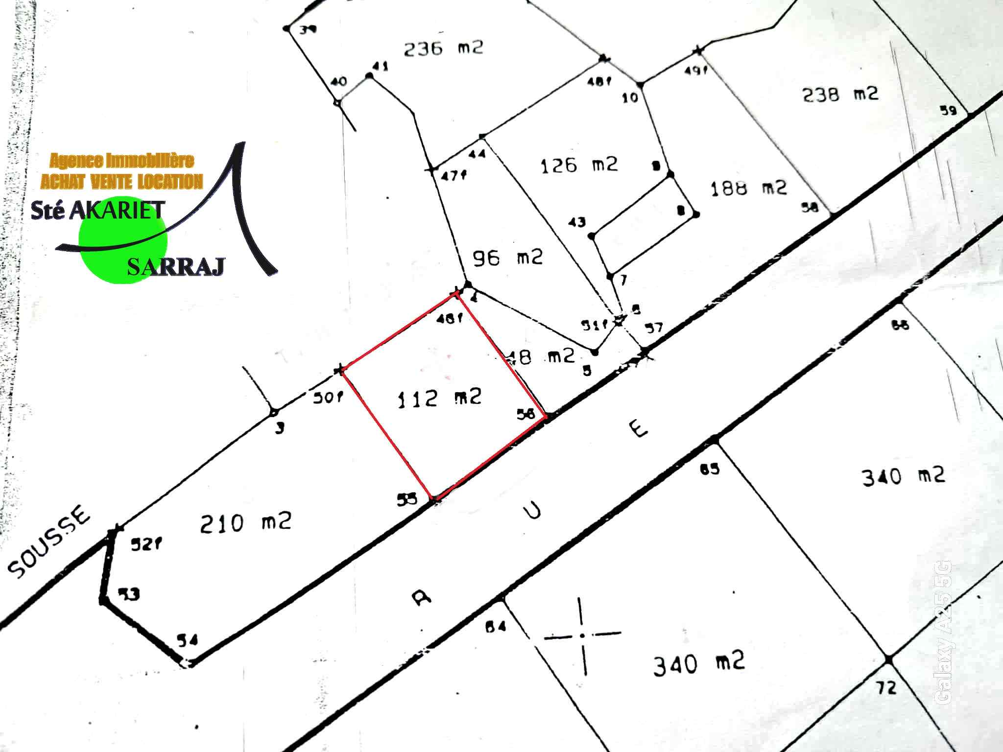 Terrain 112m avec fondation à akouda el werfeli
