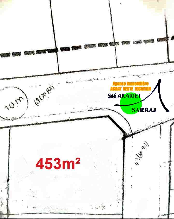 Terrain approuvé zone des villas 453m à khzema