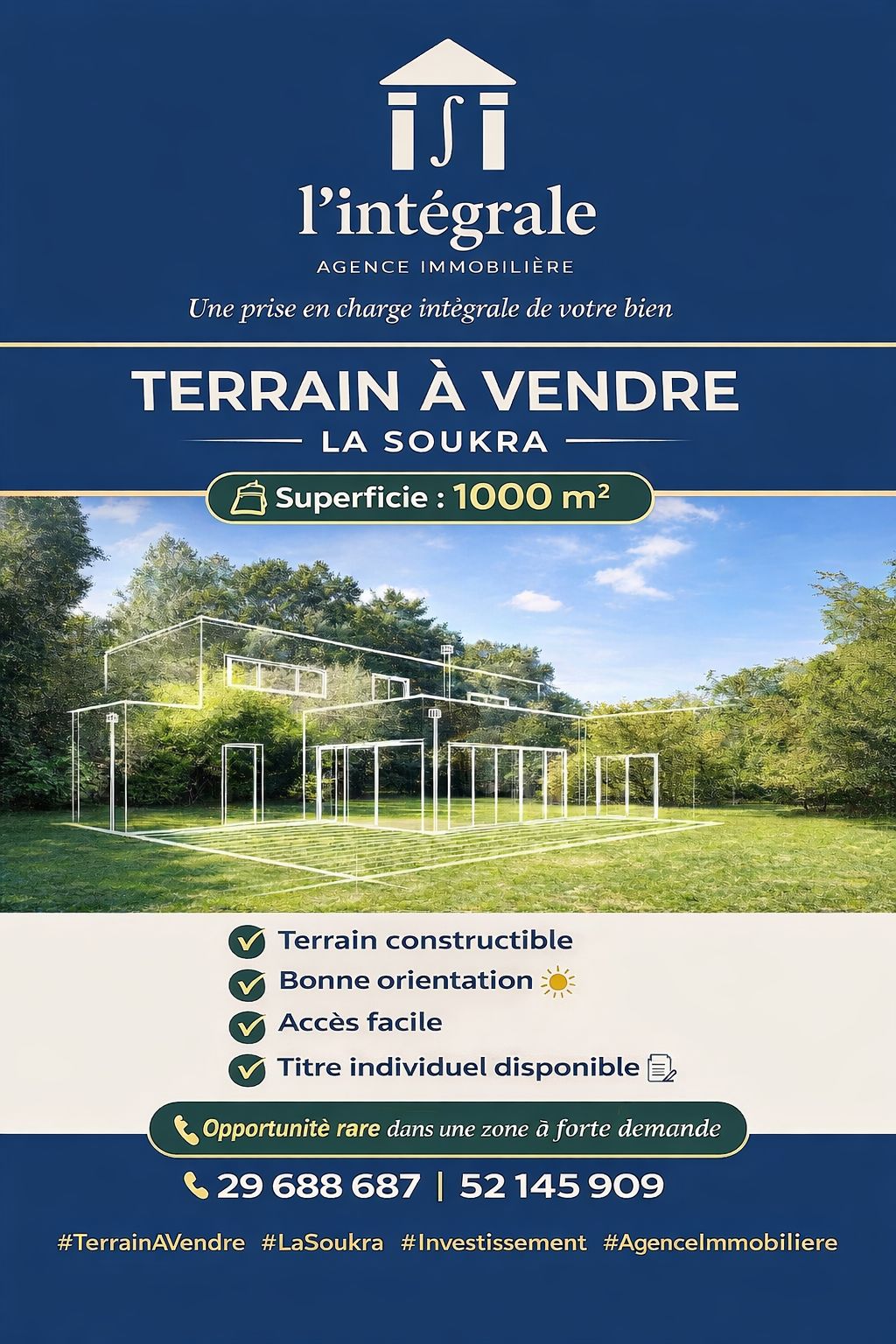 Un lot de terrain de 1000m2