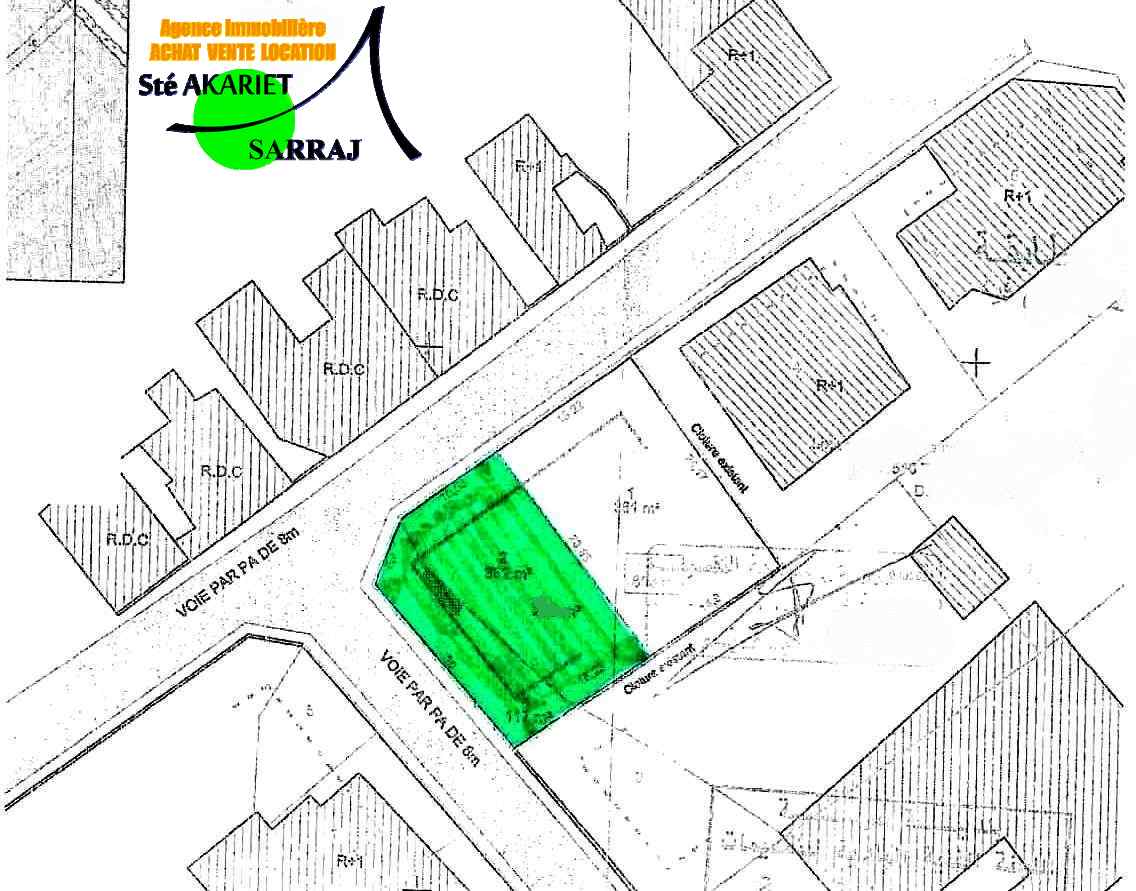 Terrain 362m prés de carrefour market khzema