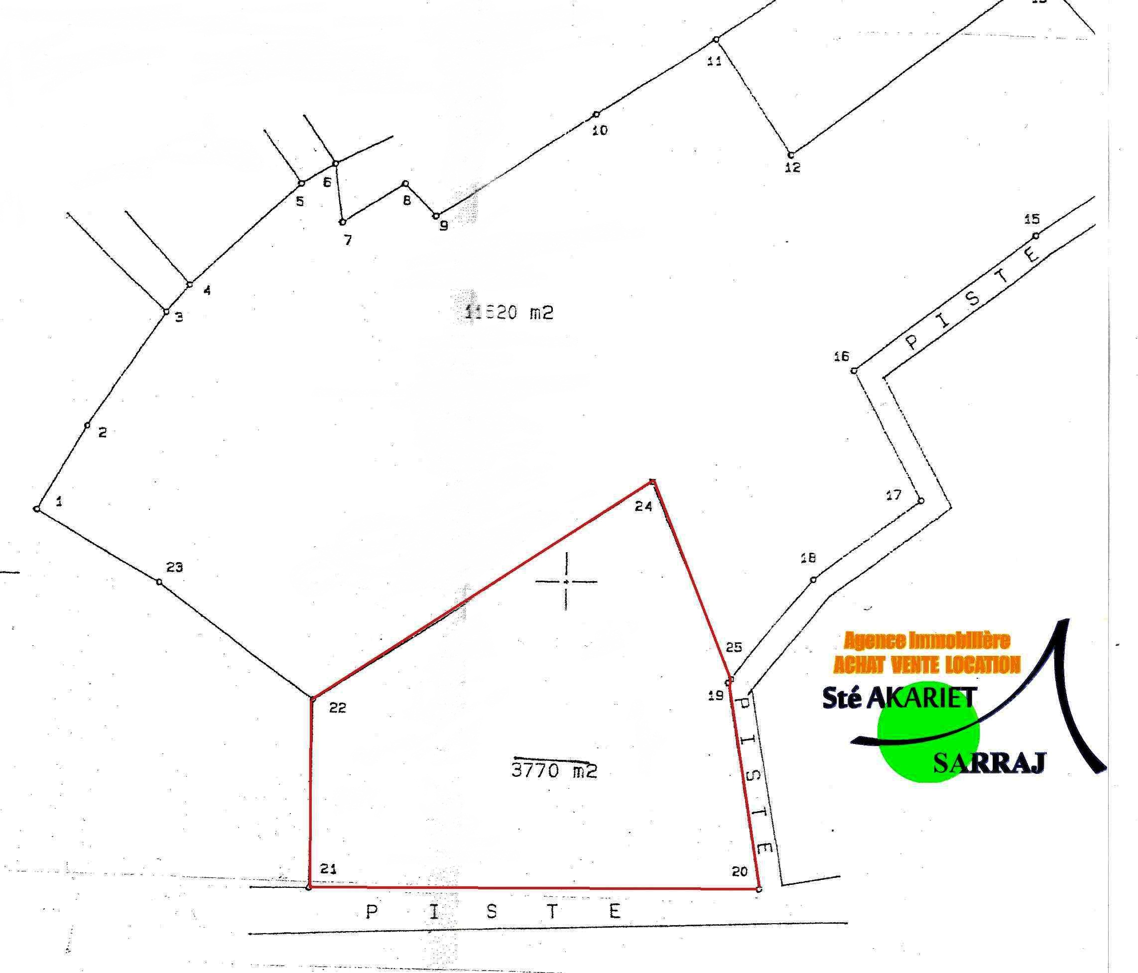 Terrain 3770m et façades 95m chott romaine akouda