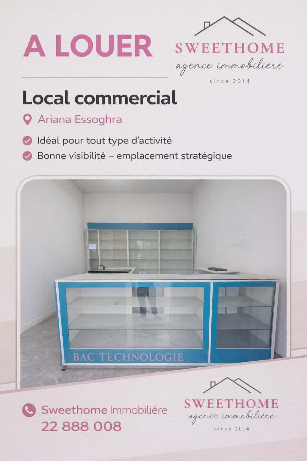 Local commercial en 20m2 à ariana essoghra