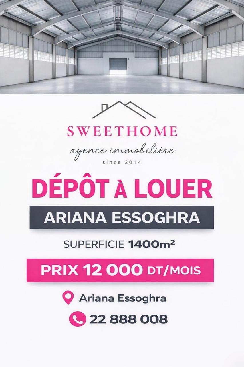 Dépôt 1400m2 à ariana essoghra
