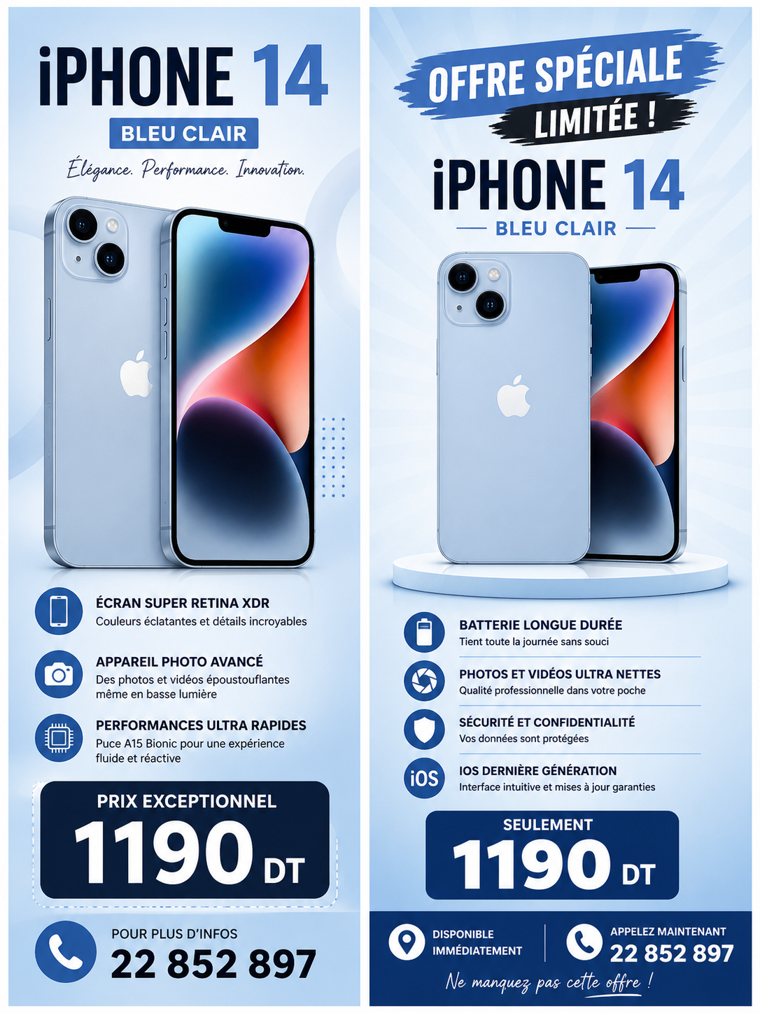 Iphone 14 bleu