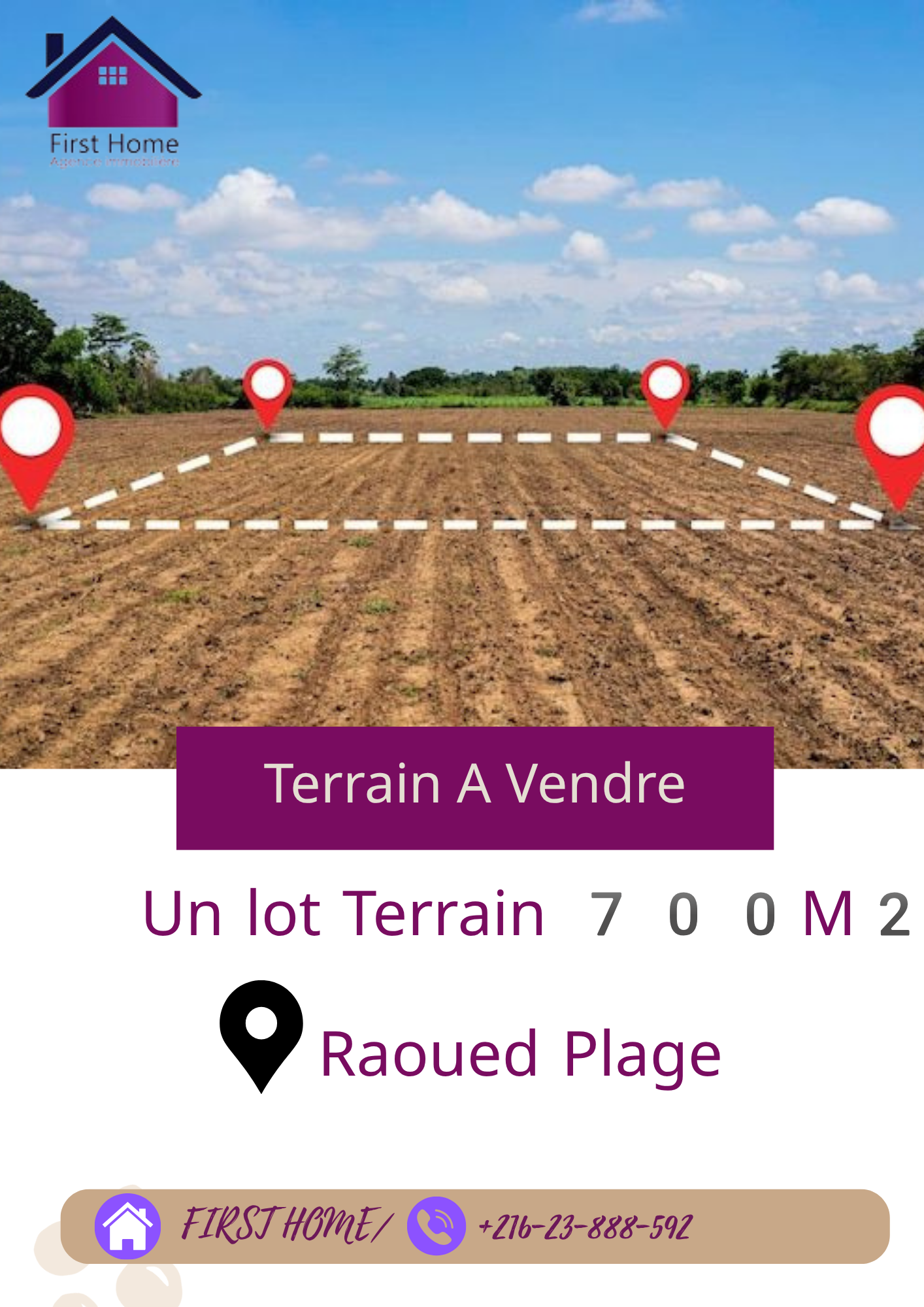 Un terrain raoued plage