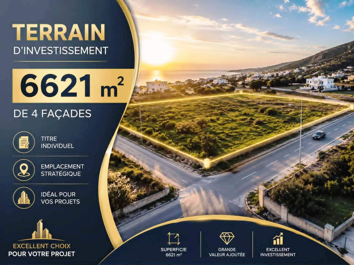 Idéal pour vos projet terrain 6621m khzema ouest