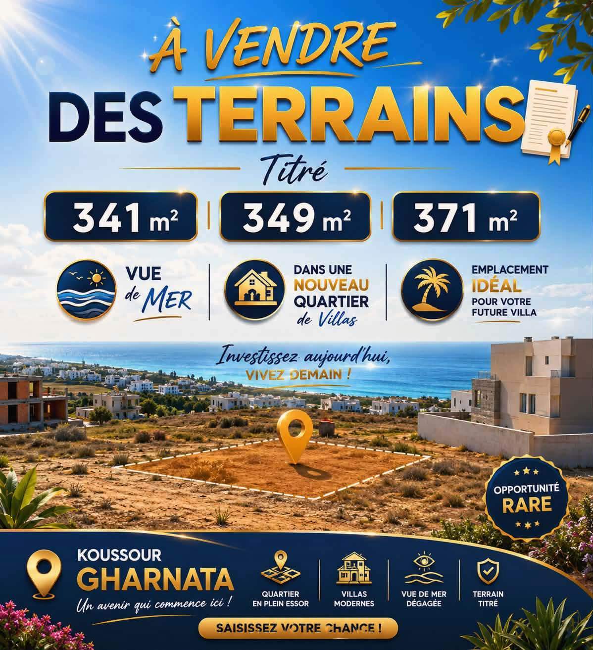 Terrains 341m et 349m et 371m à koussour gharnata