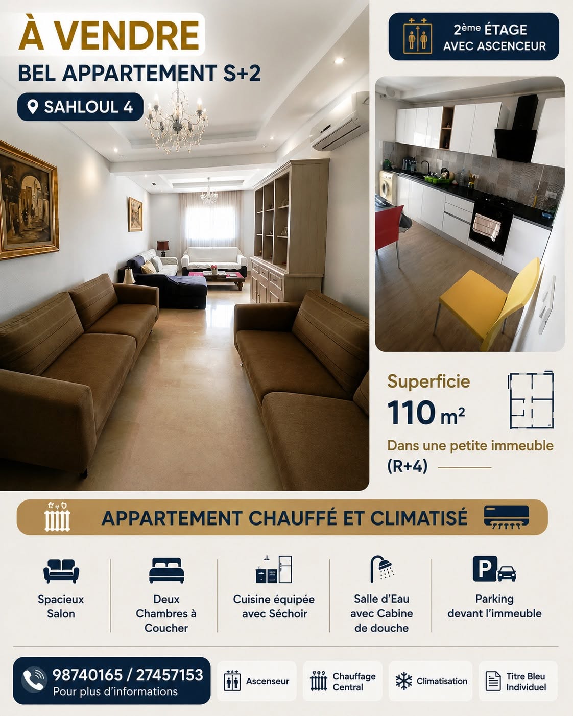 Ne rater pas appartement de type s2 à sahloul 4
