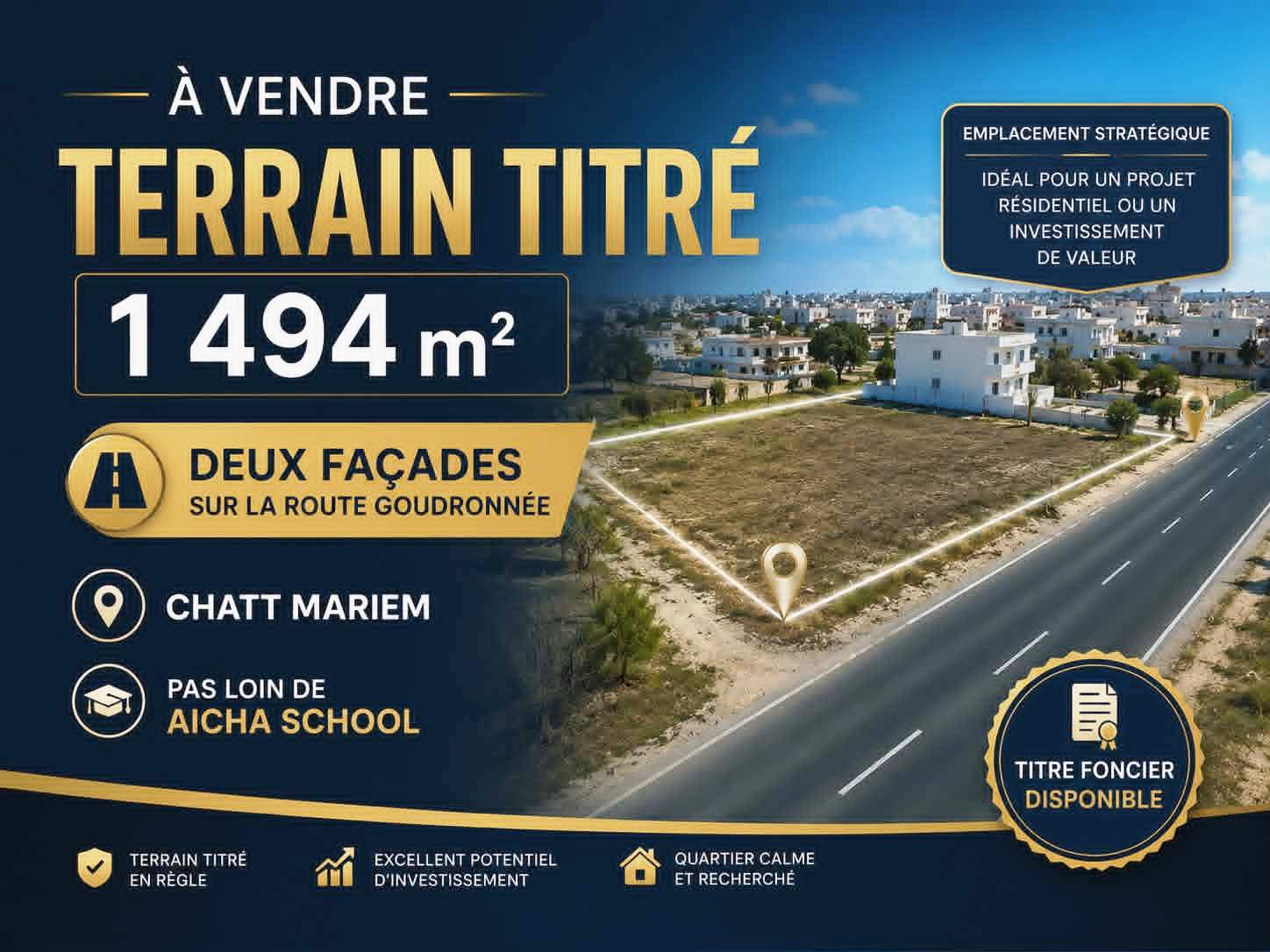 Lot 1494m chatt mariem prés école aicha school