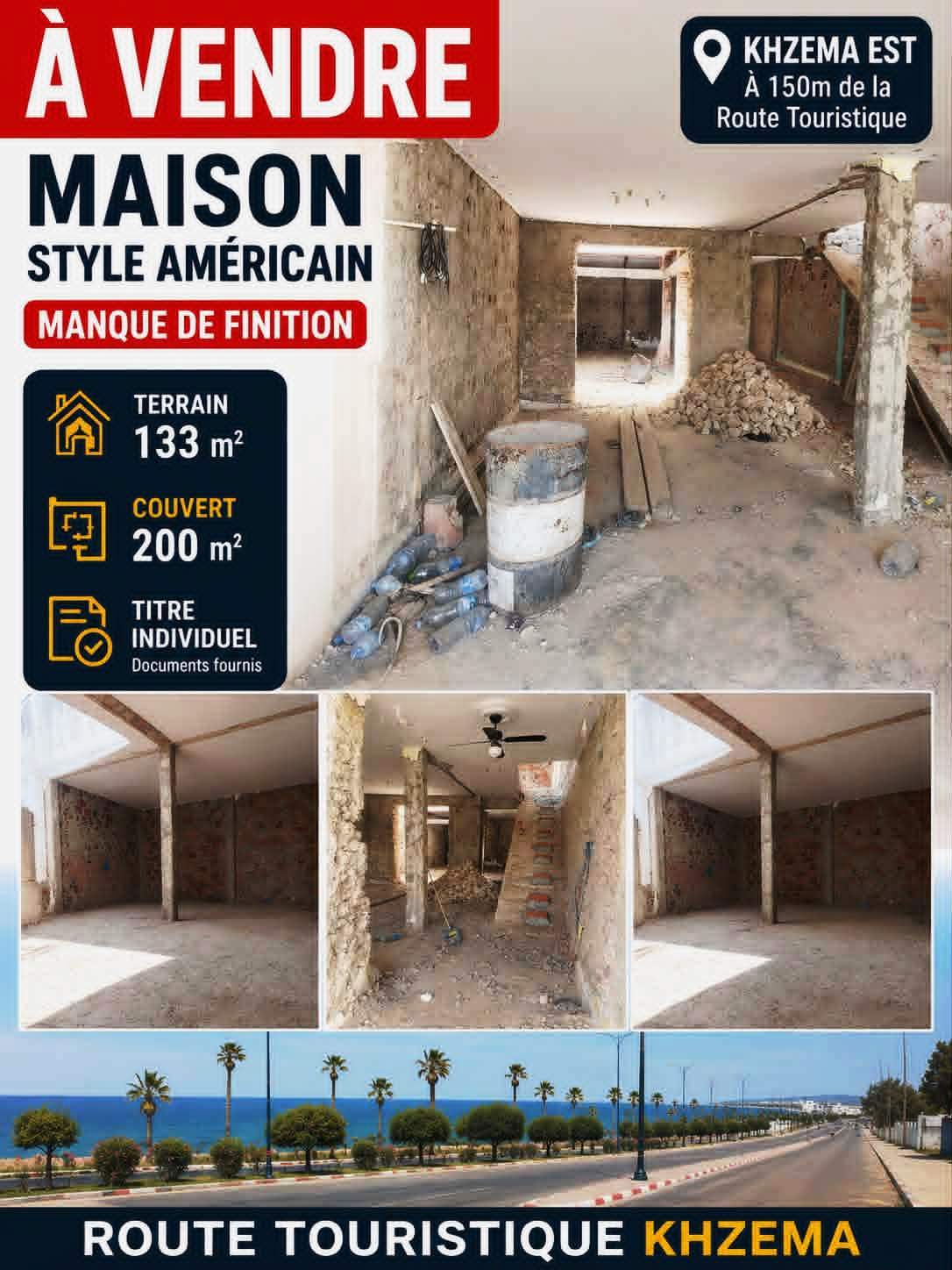 Maison style américain manque de finition à khzema