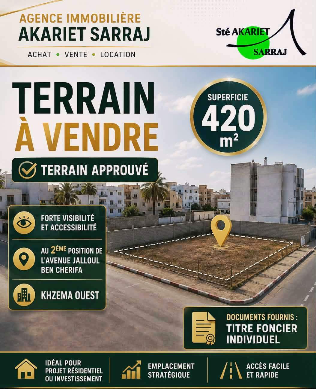 Lot au 2éme position de avenue jalloul ben cherifa