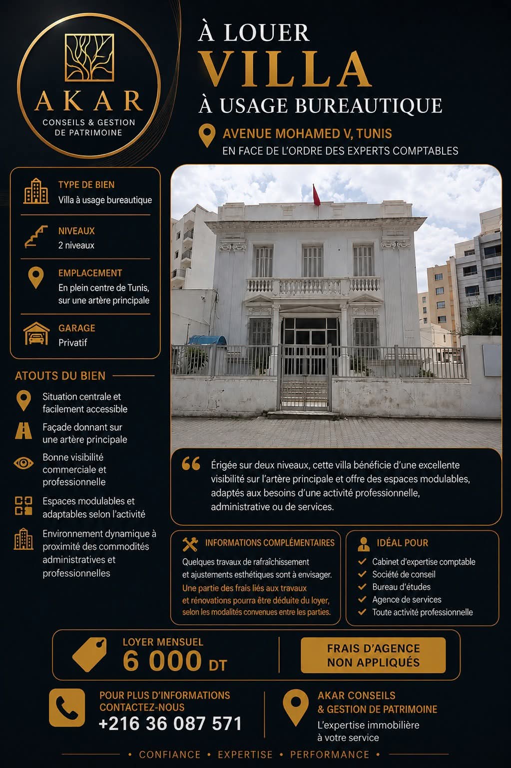 Villa à usage professionnel au mohamed v