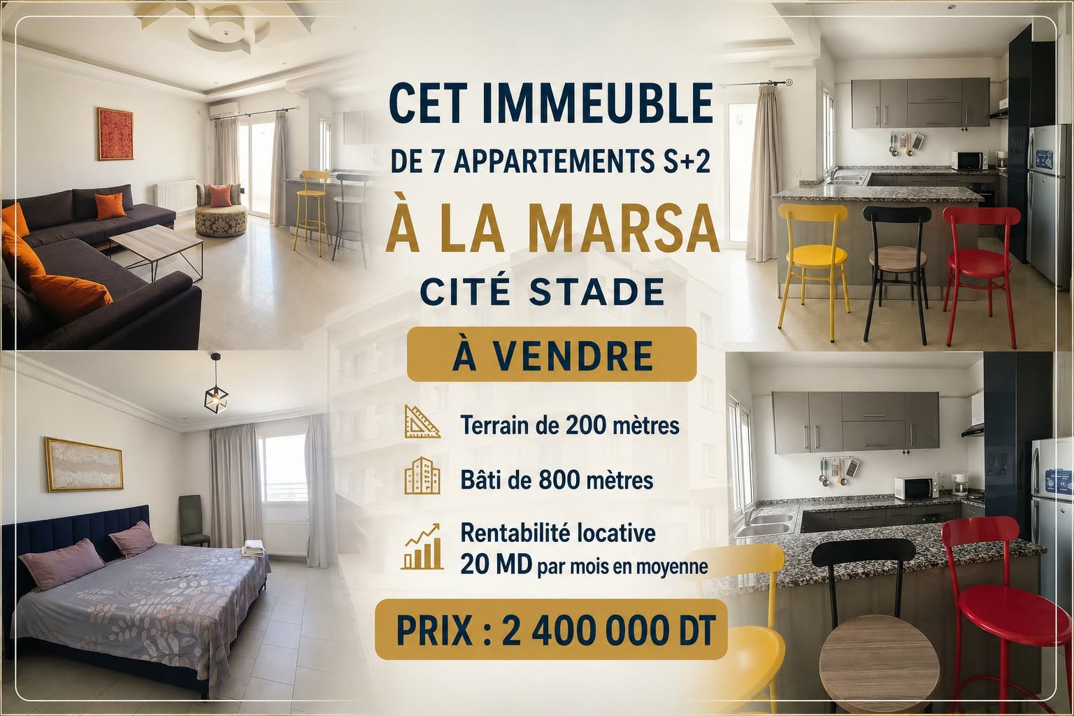 Immeuble de rapport de 7 appartements à la marsa