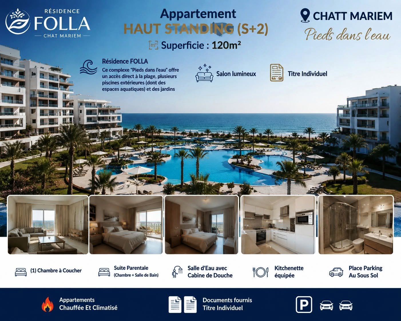 Appartement haut standing s2 dans résidance folla