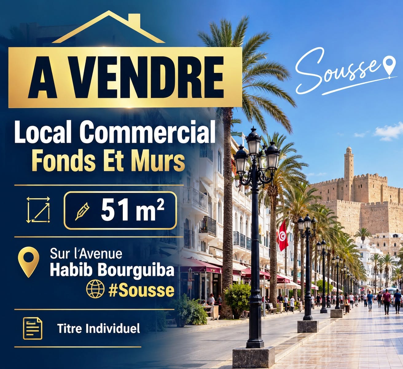 Local commercial sur avenue habib bourguiba sousse
