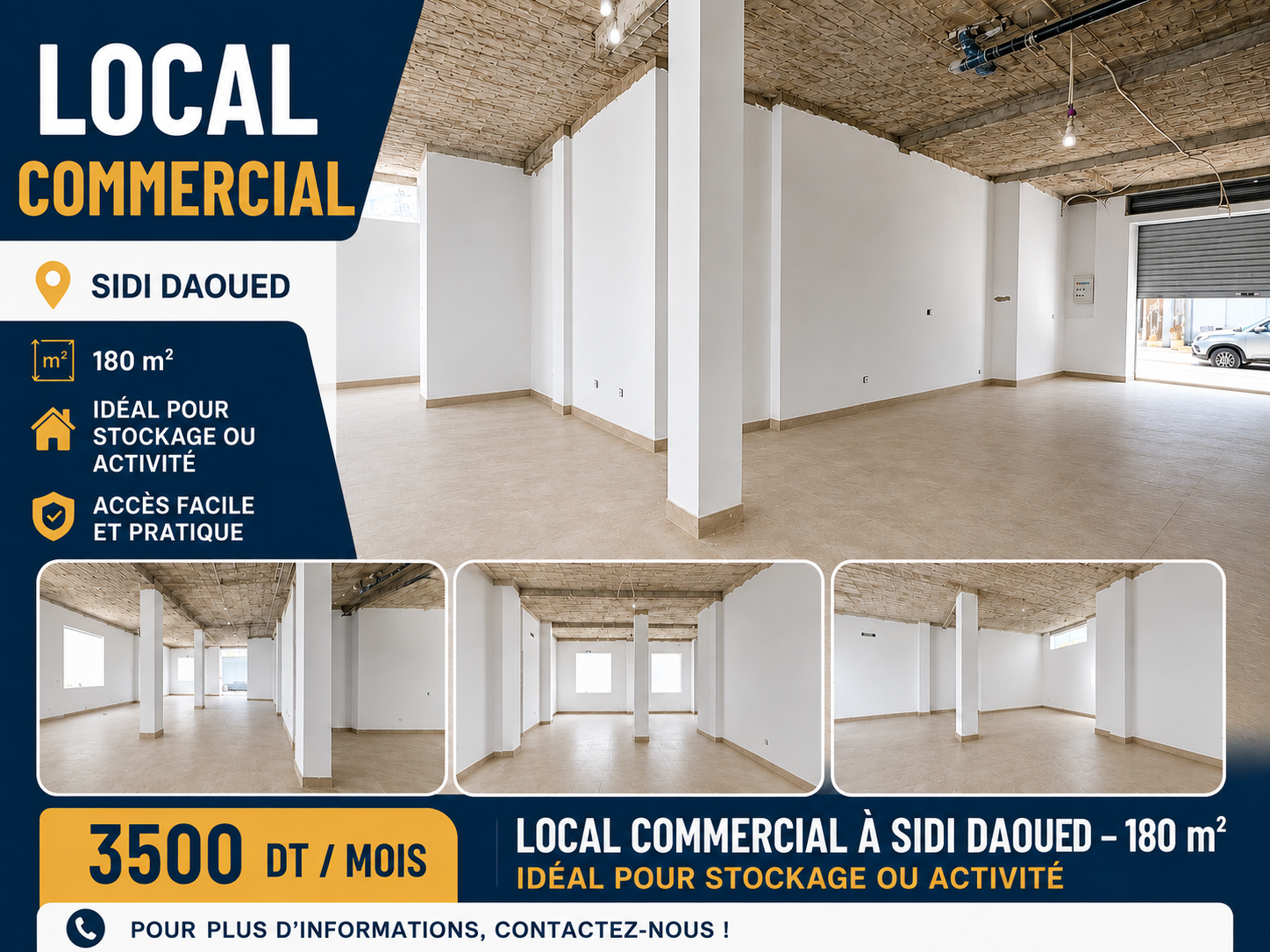Local neuf de 180m2 à la marsa sidi daoud