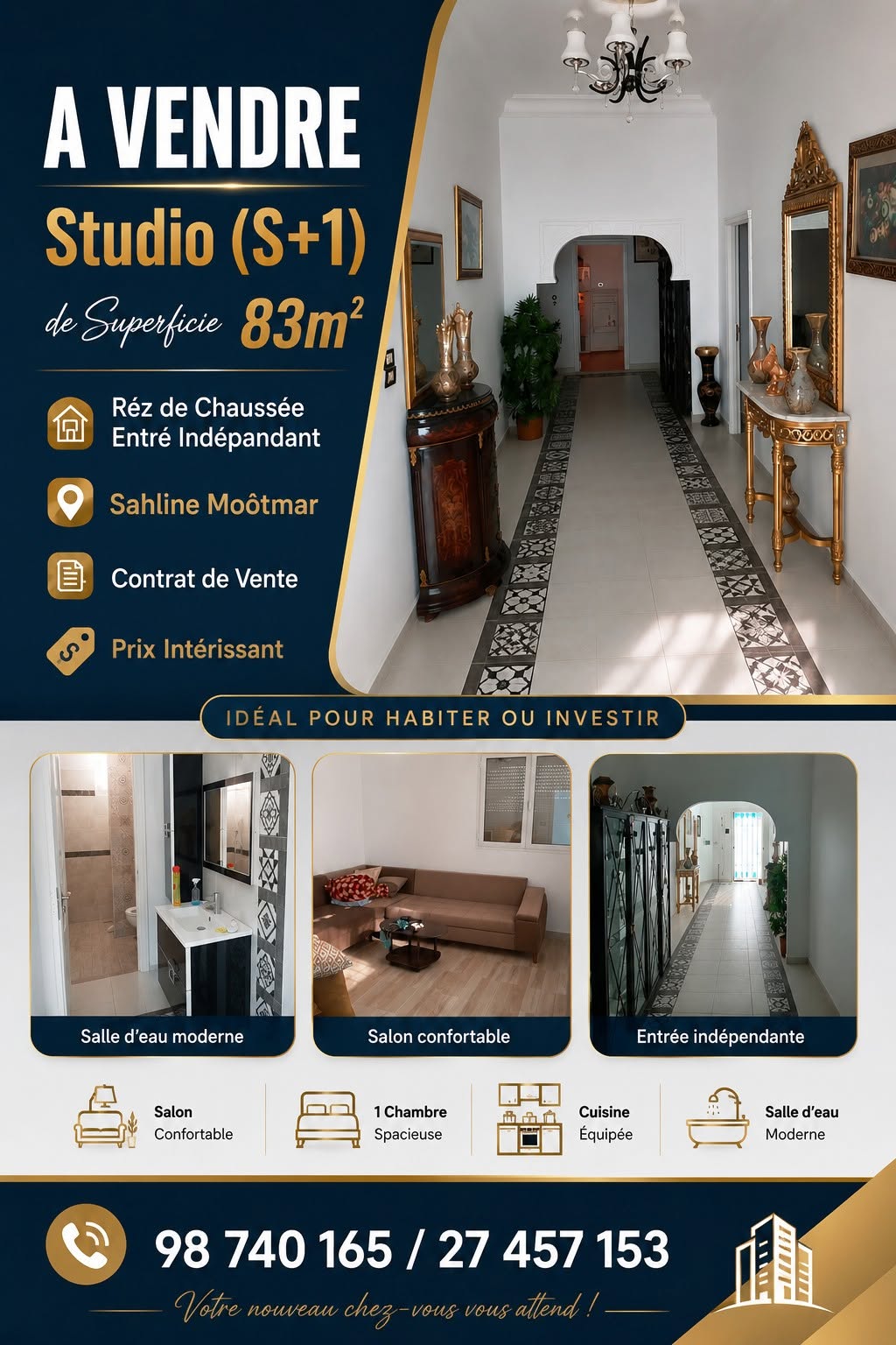 Ne rater pas appartement s1 à sahline moôtmar