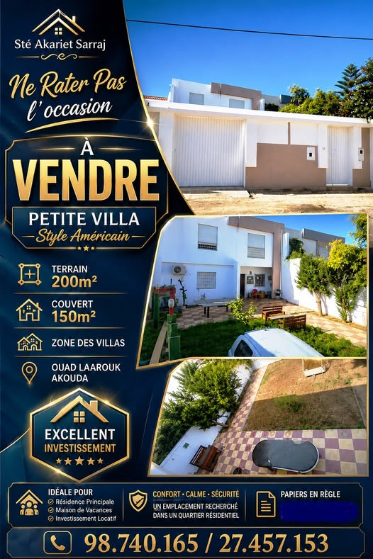 Petite villa style américain à ouad laarouk akouda