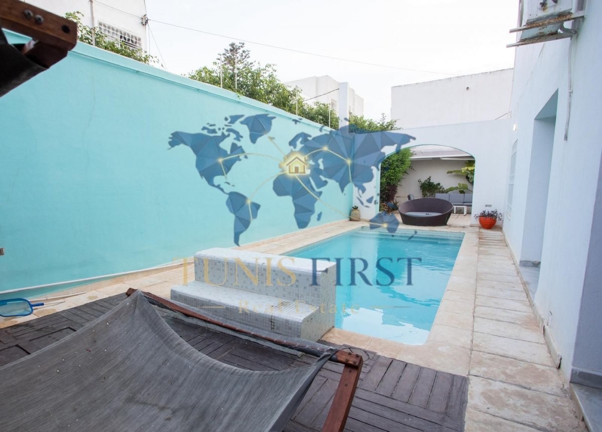Rdc de villa meublee avec piscine a carthage
