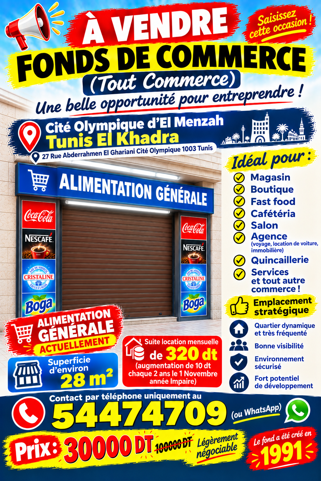 Fonds de commerce tout commerce depuis 1991