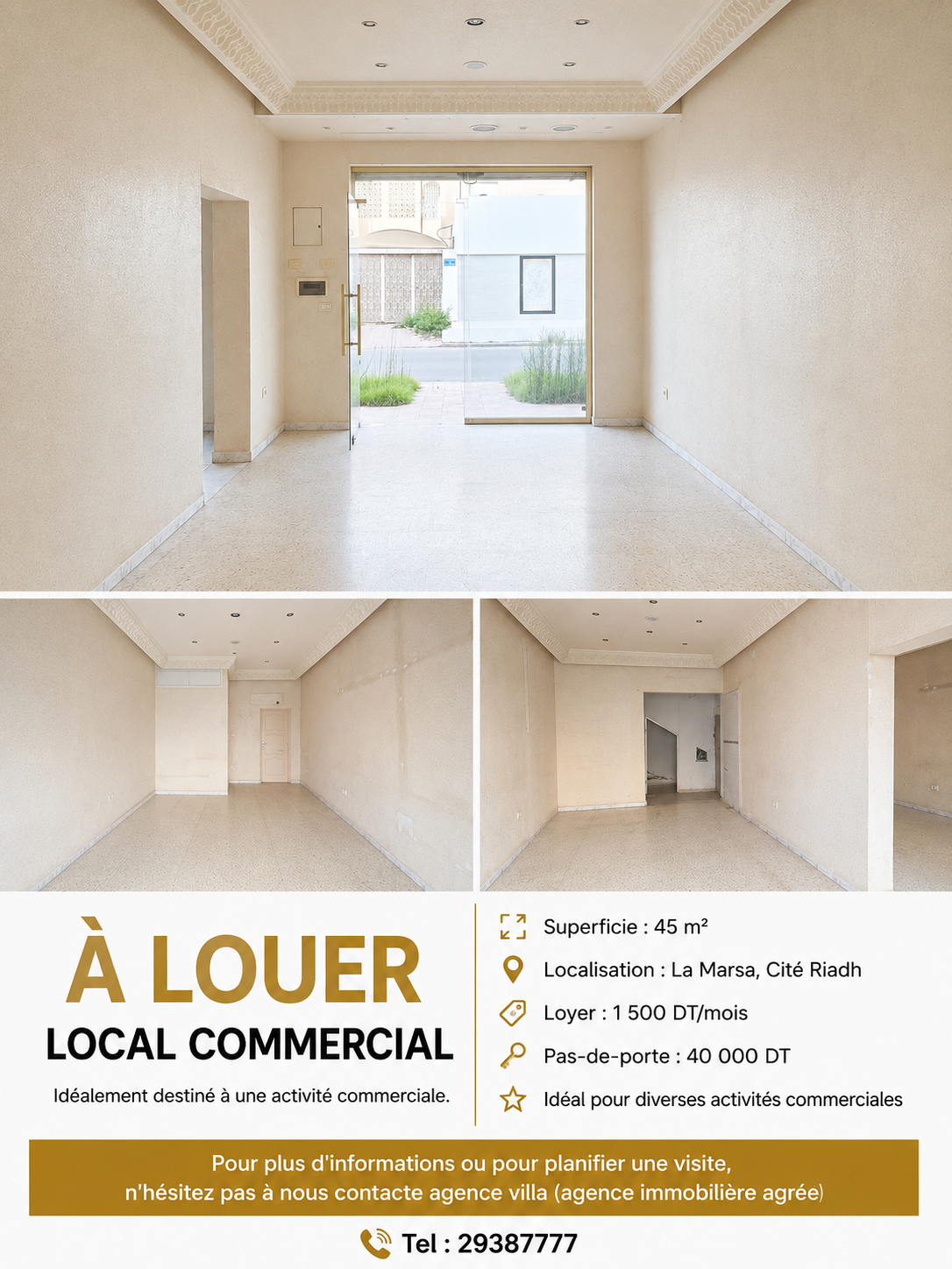Local commercial de 45 m2 à la marsa