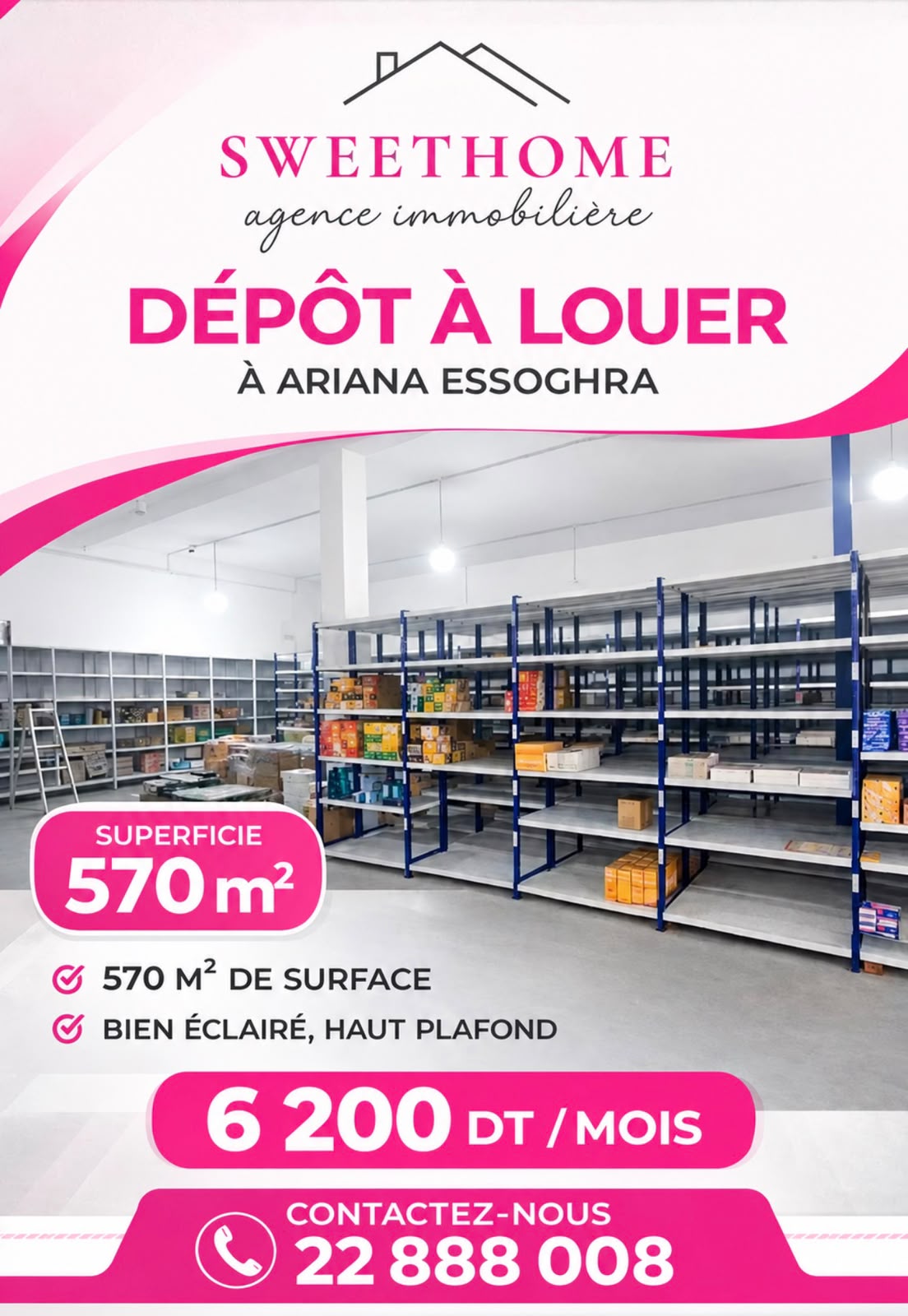Dépôt 570m2 à ariana essoghra