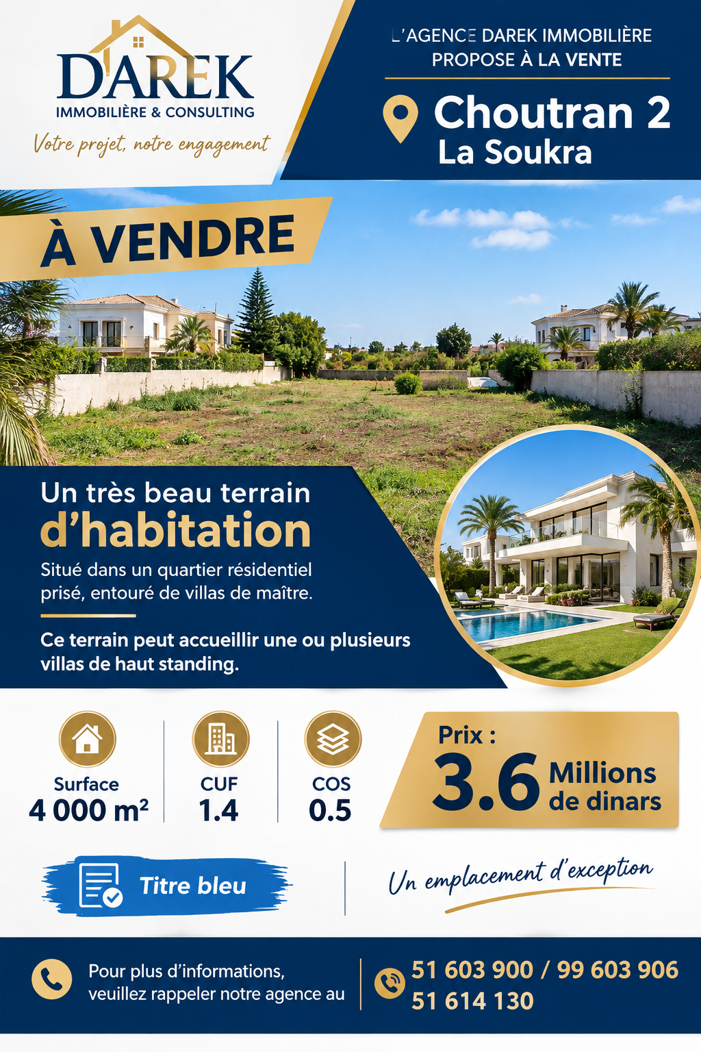 Super terrain 4000 m2 à choutrana 2 la sourka
