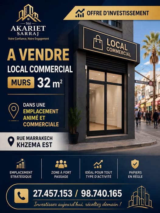 Local commercial murs 32m rue marrakech khzema est