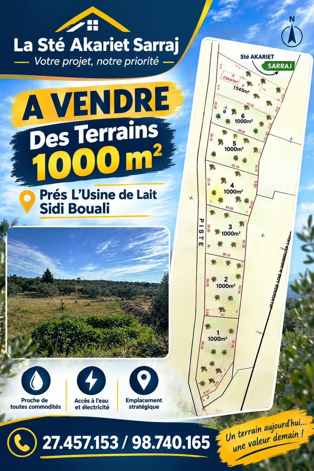Lotissement privé prés l'usine de lait sidi bouali