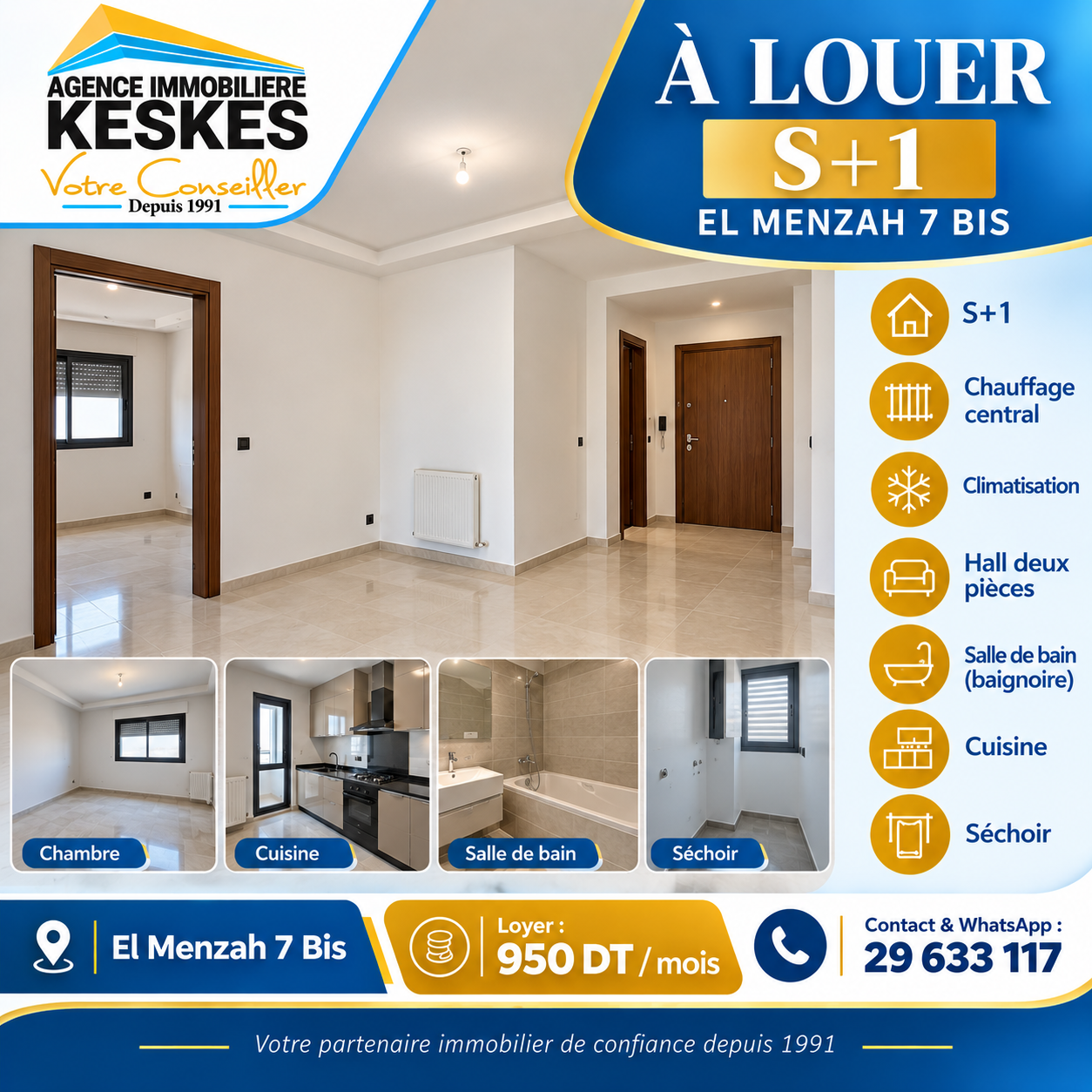 Appartement s1 el menzah 7
