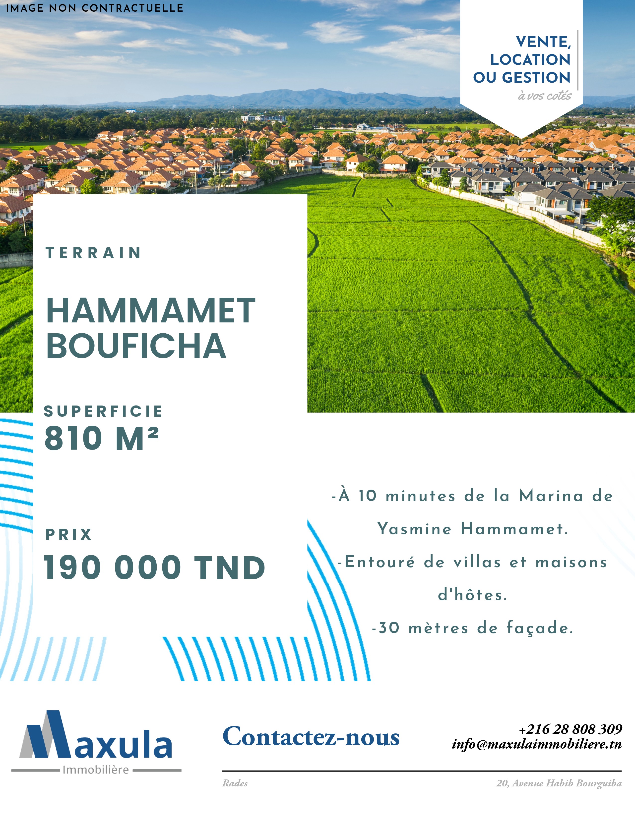 Terrain de 810m a bouficha