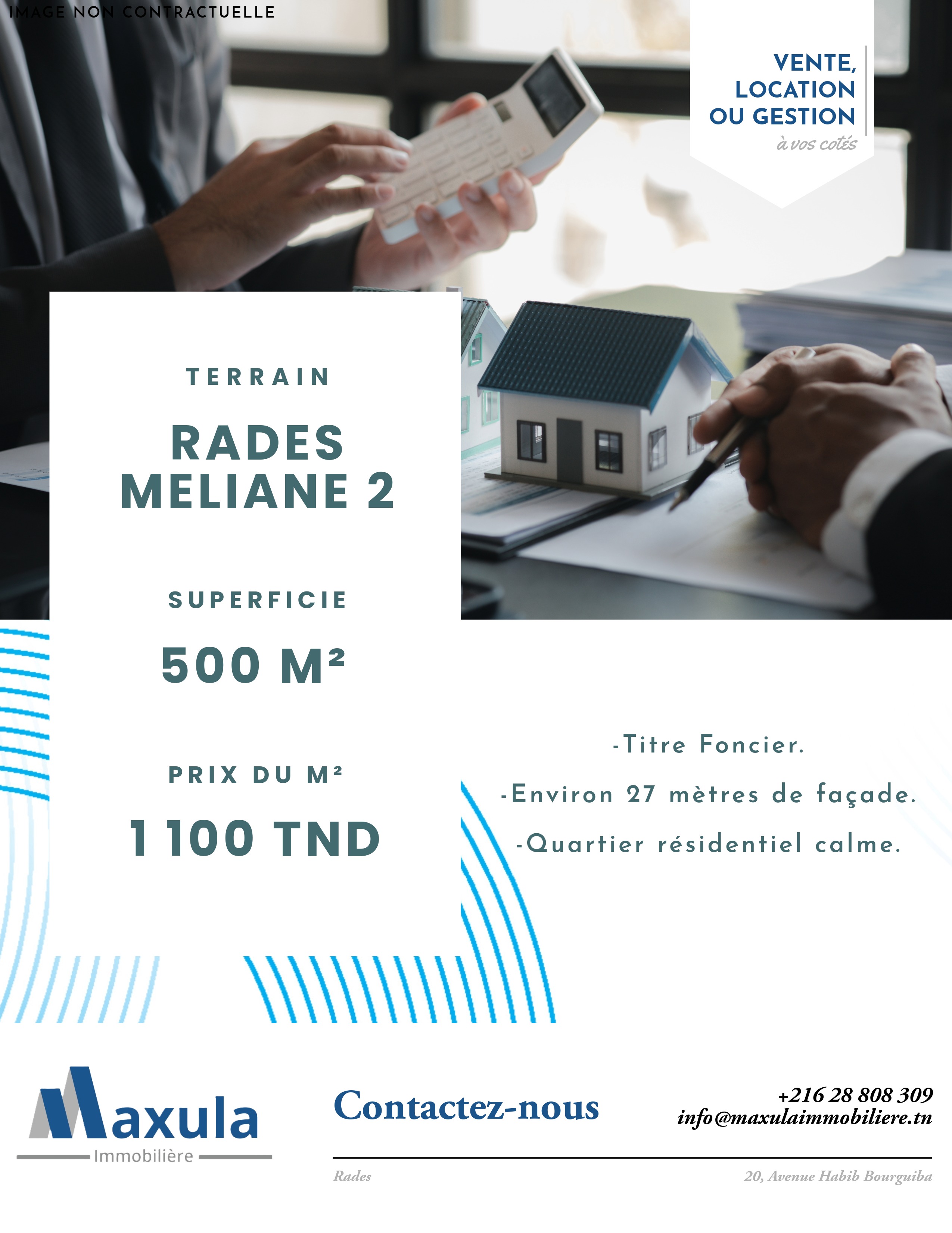 Superbe terrain de 500m a rades meliane 2