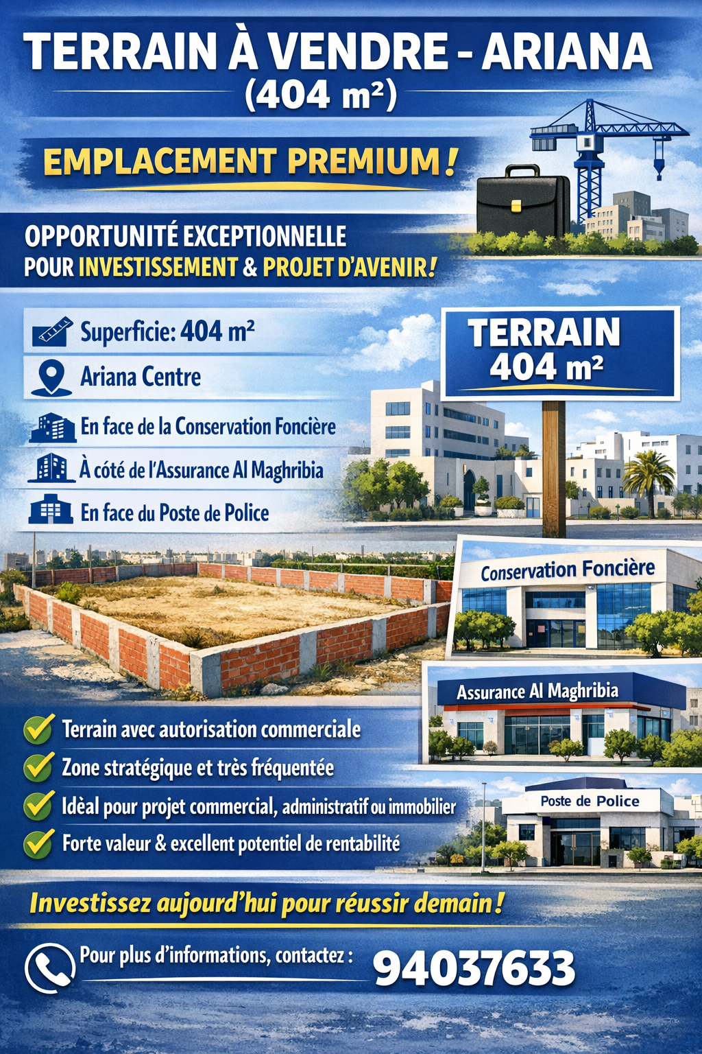 Terrain ariana emplacement premium