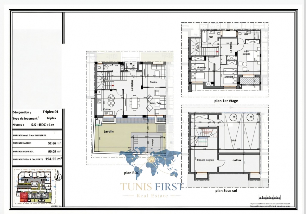 Triplex à ain zaghouan nord