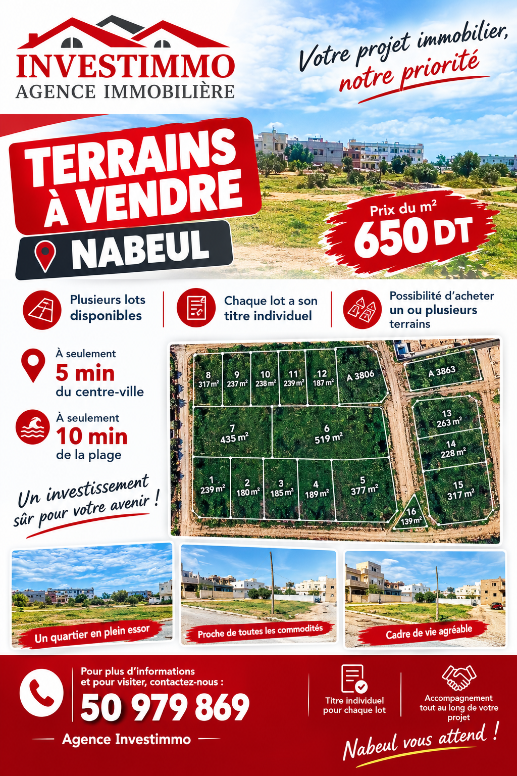 Plusieurs lots de terrains a nabeul