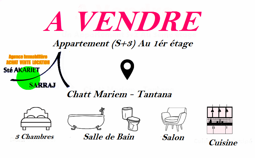 Appartement s3 à 70m de la plage tantana
