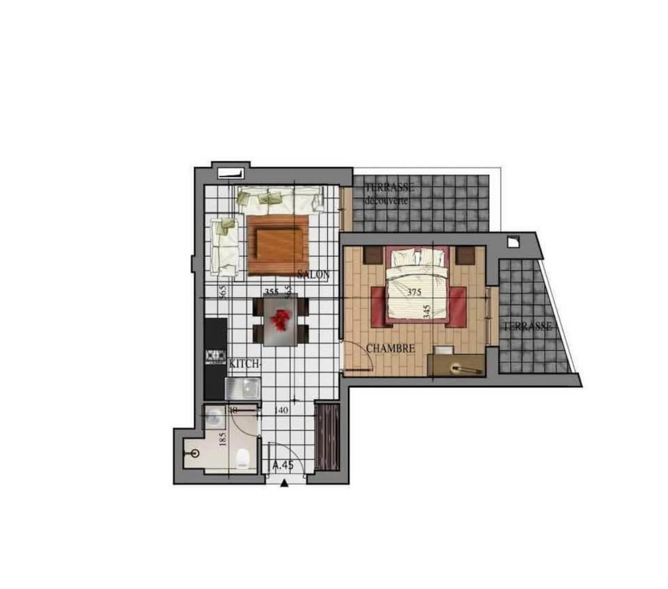 Appartement vue dégagée sur la clinique la soukra