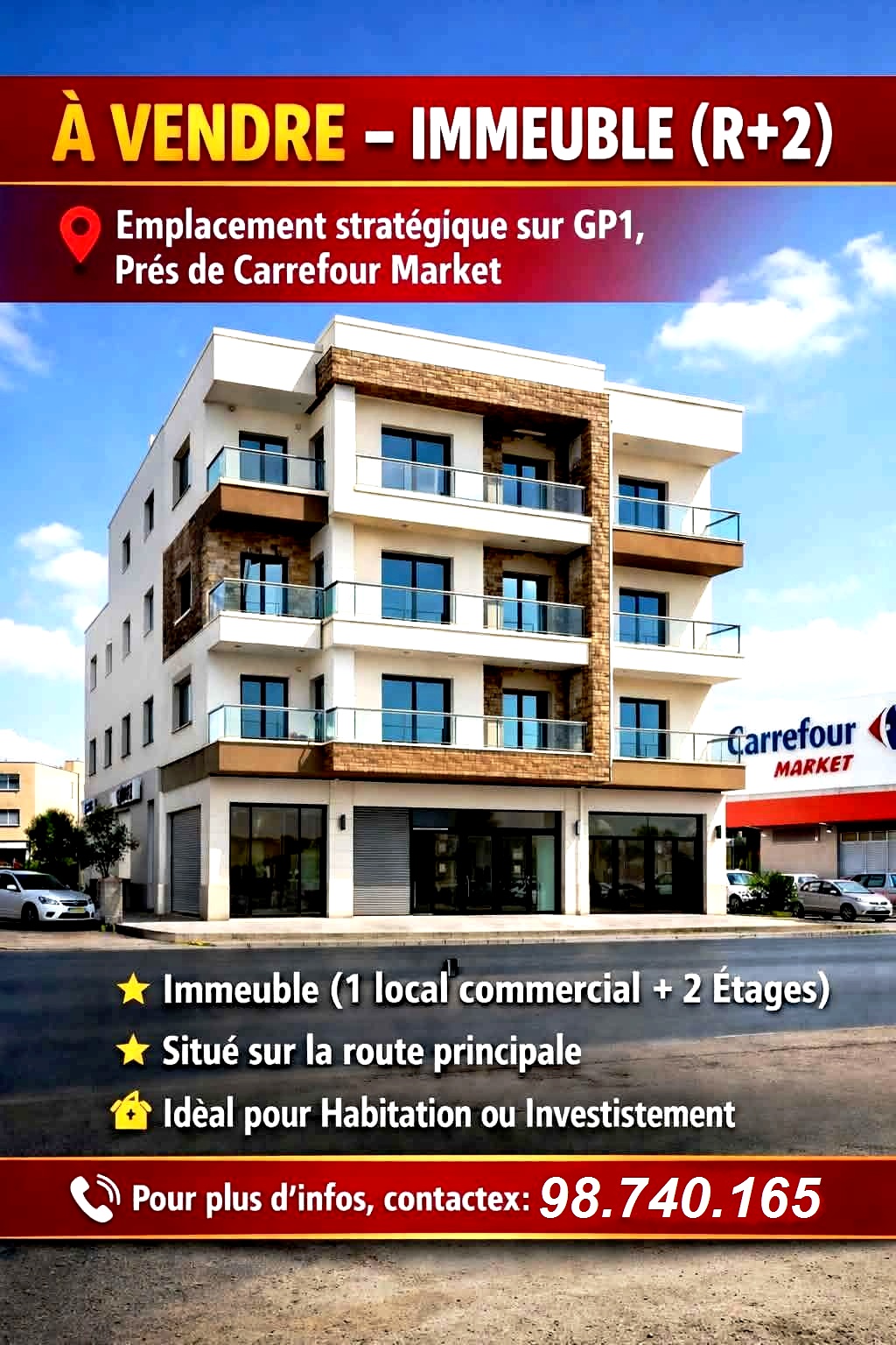 Immeuble r2 sur gp1 et prés carrefour market
