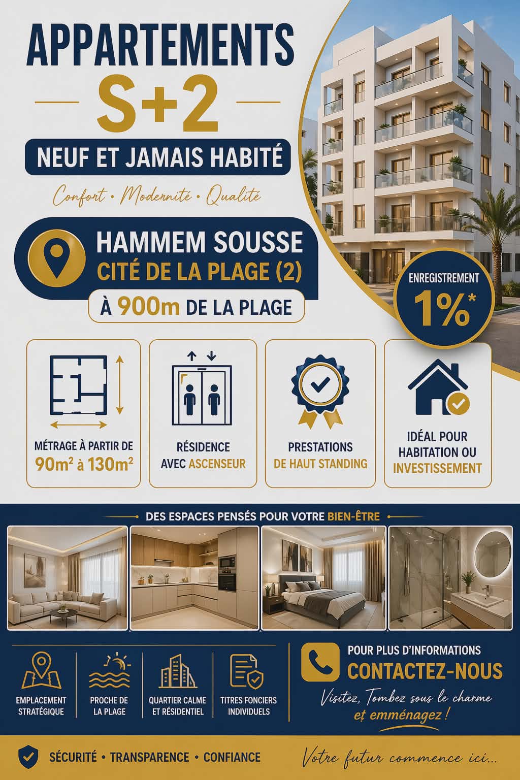 Appartements s2 à hammem sousse cité de la plage 2