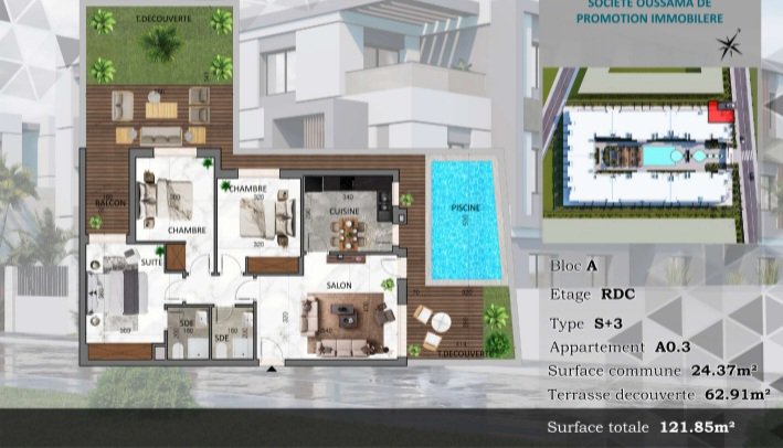 Appartement s3 neuf à la nouvelle soukra ref12a34