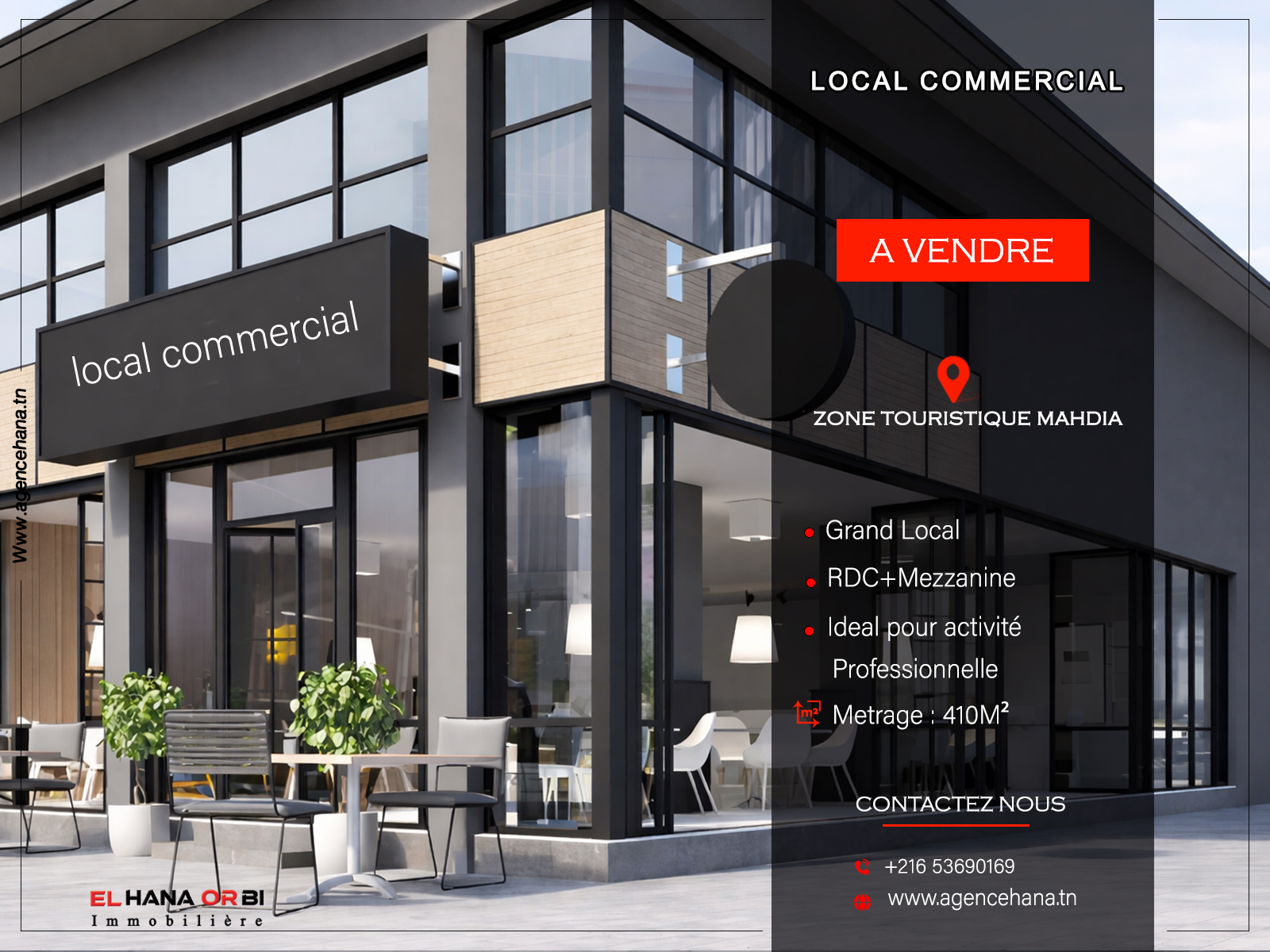 Local commercial zone touristique mahdia
