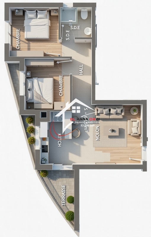 App s2 avec piscine projet sur plan mahdia