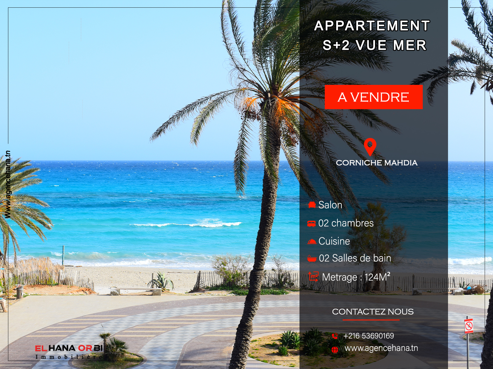App s2 vue sur mer corniche mahdia