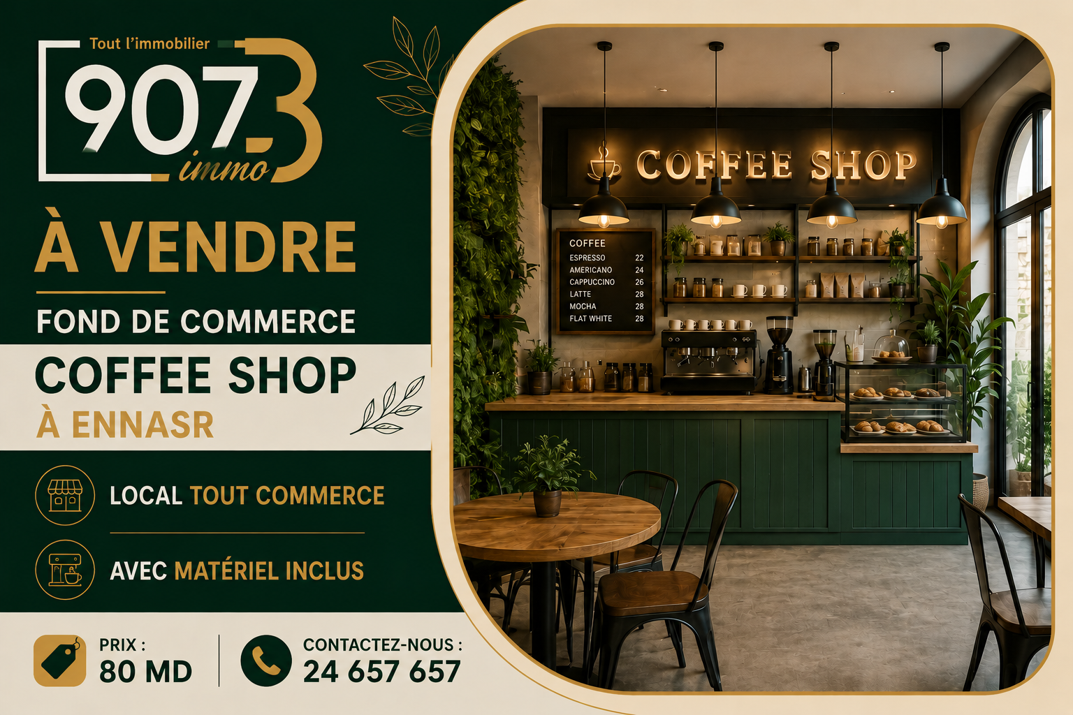 Fonds de commerce coffee shop à ennasr 2