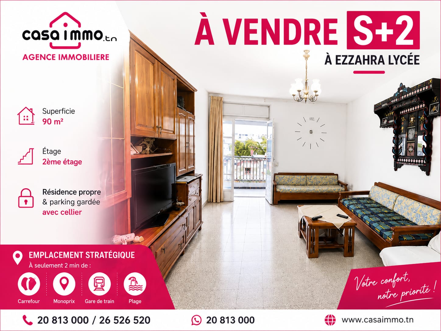 Appartement s2 a ezzahra lycée
