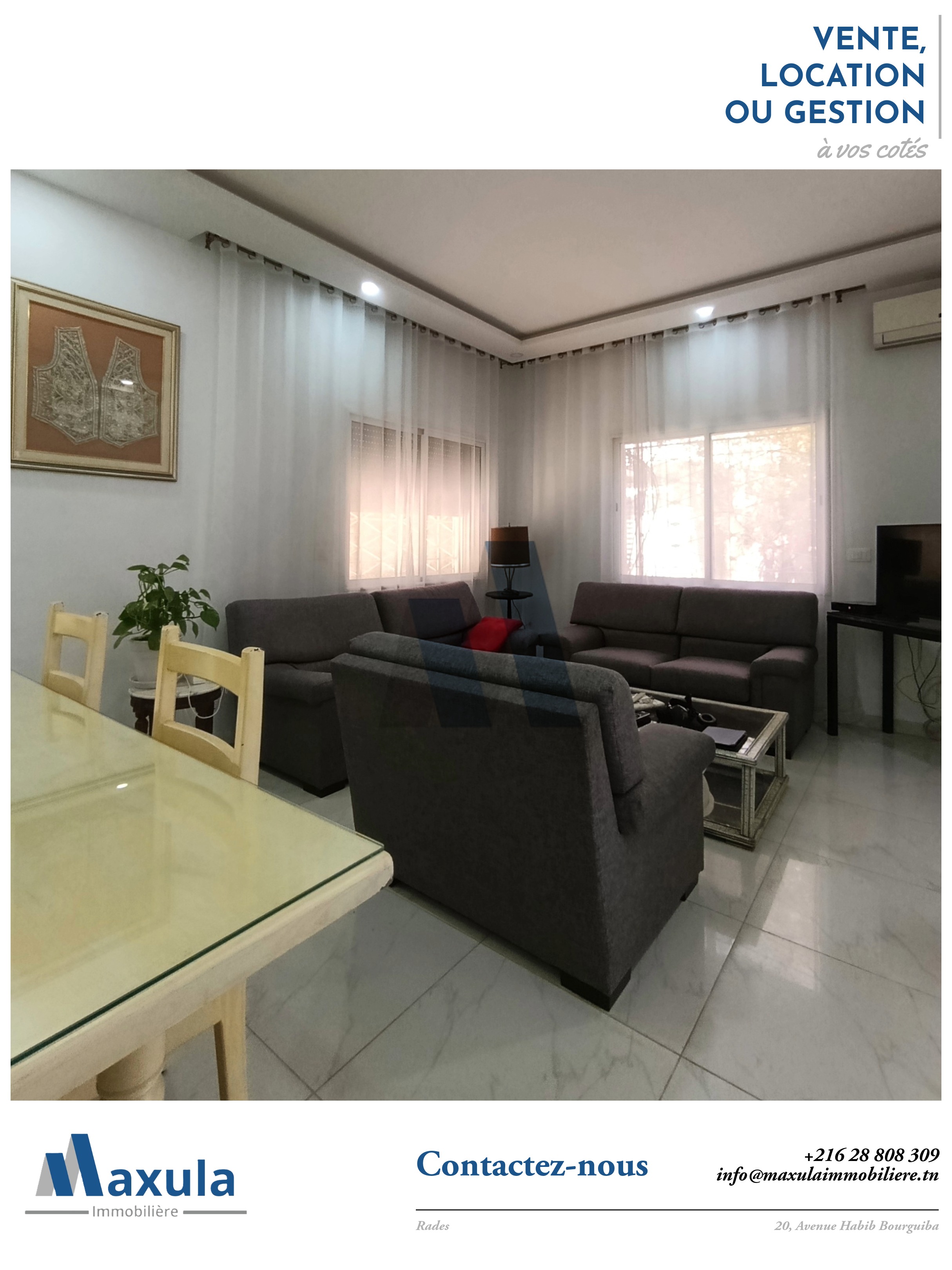 Etage de villa en rdc en plein coeur de rades