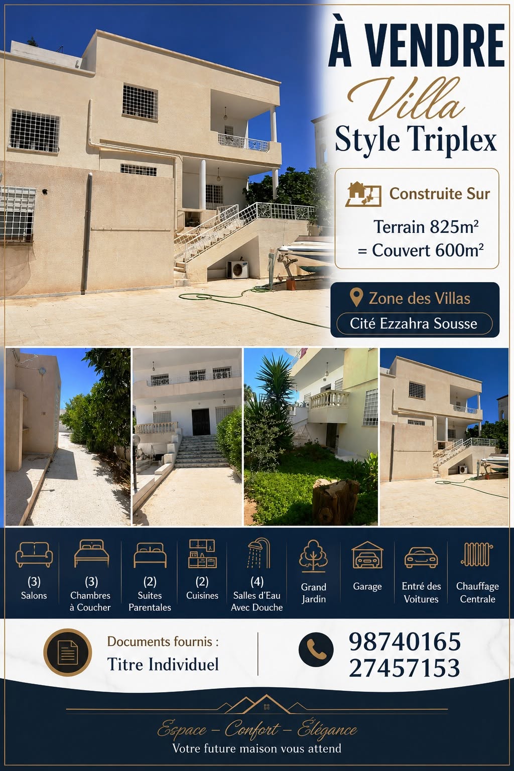 Offre villa style triplex à cité ezzahra sousse