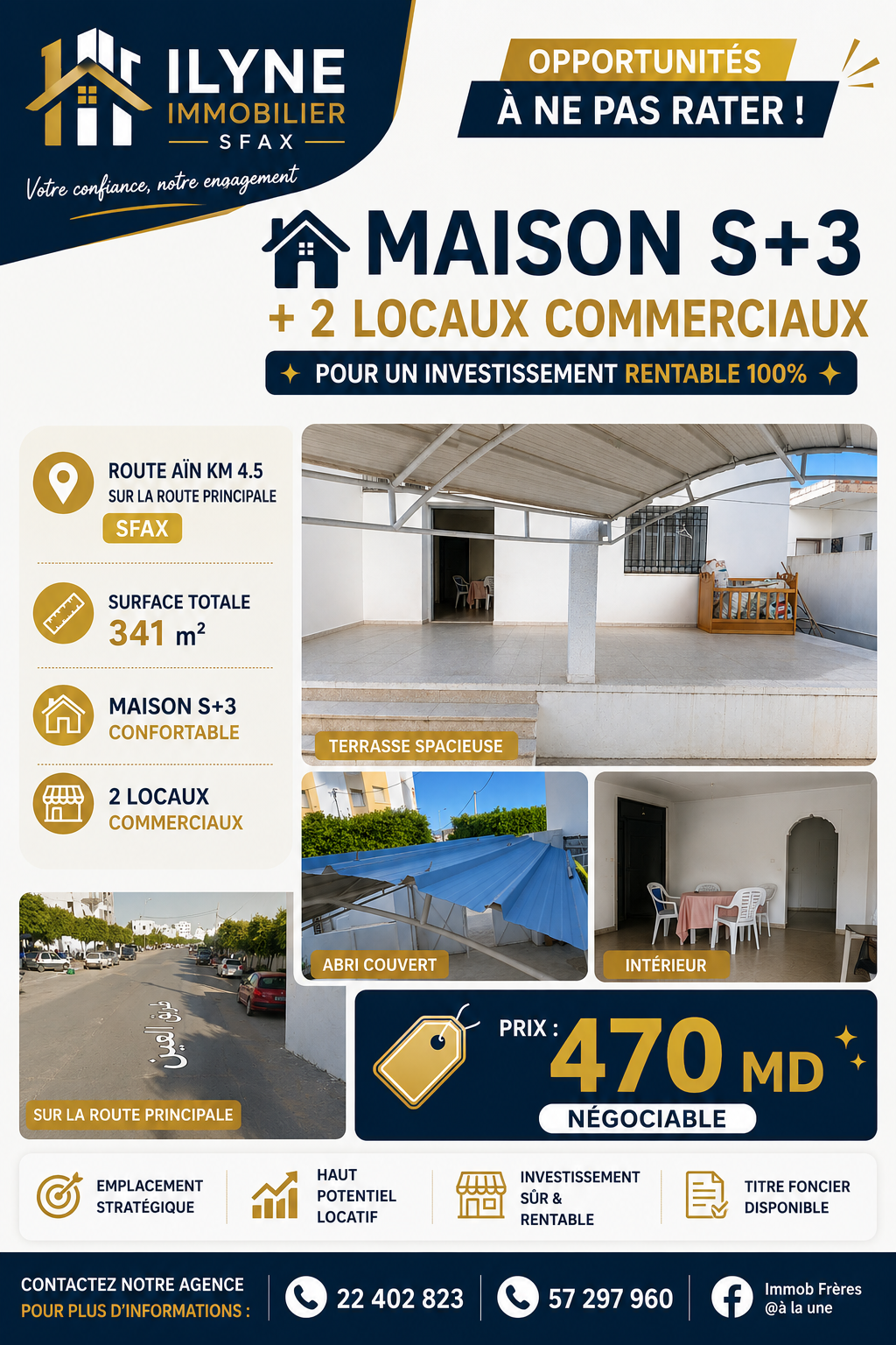 Investissement rentable maison s3 et deux locaux